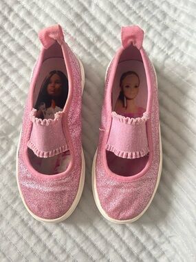 Barbie Girls' Pink Glitter Slip-On Sneakers - Mary Jane